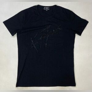 Koyo Jeans Bling studded Rhinestone Logo T-Shirt Men Medium Black Short Sleeve